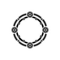 Geometric Tech Circle Frame, Black and White, Minimalist vector