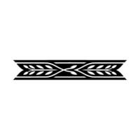 Ornamental Black Ribbon with Leaf Motif on White Background vector