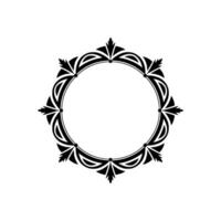 Elegant Black White Ornamental Circle Frame, Decorative Element vector