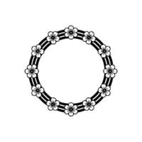 Black and White Floral Circle Frame on Light Gray Background vector
