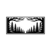 Black Forest Silhouette Frame on Light Grey Background vector