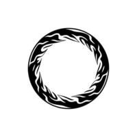 Minimalist Black Flame Circle on White Background vector
