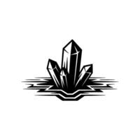 Geometric Crystal Cluster Silhouette, Black and White vector