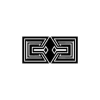 Geometric Deco Emblem, Intertwined Lines, Minimalist vector