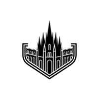 Gothic Fortress Emblem, Minimalist Silhouette, Castle vector