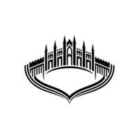 Gothic Citadel Silhouette, Minimalist Emblem vector