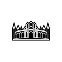 Gothic Fortress Emblem, Minimalist Silhouette, Architecture vector