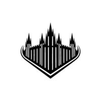 Gothic Fortress Silhouette, Minimalist Emblem, Architecture vector