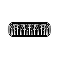 Minimalist Tree Line Silhouette, Circular Emblem vector