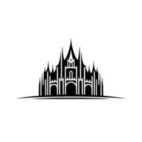 Gothic Castle Silhouette, Minimalist Emblem, Regal Symbol, Architecture vector