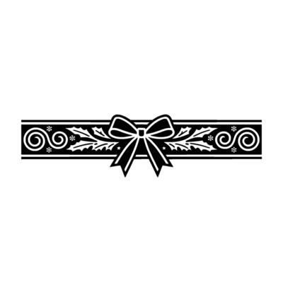 Elegant Black White Festive Border with Ribbon Holly