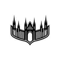Gothic Cathedral Silhouette, Minimalist Emblem, Architecture vector