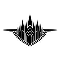 Geometric Gothic Crest - Stark Silhouette Emblem vector