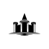 Regal Fortress Emblem, Minimalist Silhouette, Grey vector