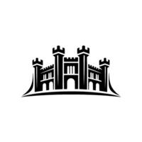 Minimalist Castle Silhouette, Protective Shield, Modern Emblem vector