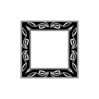 Intricate Black Frame, Botanical Motif, Minimalist vector