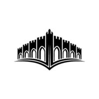 Gothic Fortress Silhouette, Protective Shield, Regal Emblem vector