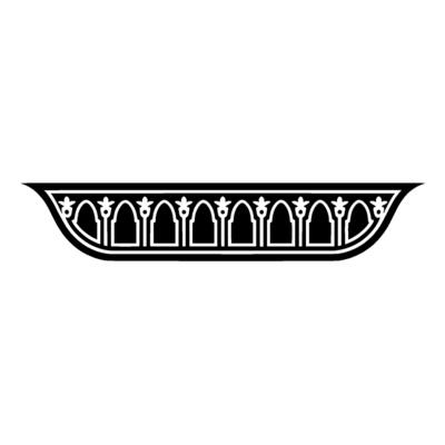 Intricate Gothic Arch Ornament, Black and White, Decorative