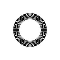 Circuit Ring Minimalist Tech Emblem, Futuristic vector