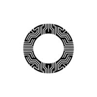 Geometric Circuit Ring, Minimalist , Digital Abstraction vector