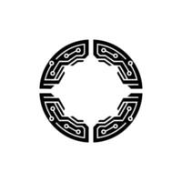 Circuitry Circle Minimalist Tech Emblem, Circuit vector
