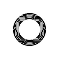 Circuitry Circle Minimalist Tech Emblem - Circuit vector