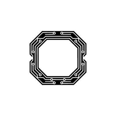 Geometric Circuit Frame, Minimalist Tech, Octagon