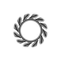 Minimalist Pine Branch Frame, Rustic Circle vector