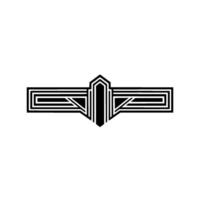 Geometric Wing Emblem, Art Deco Style, Minimalist vector