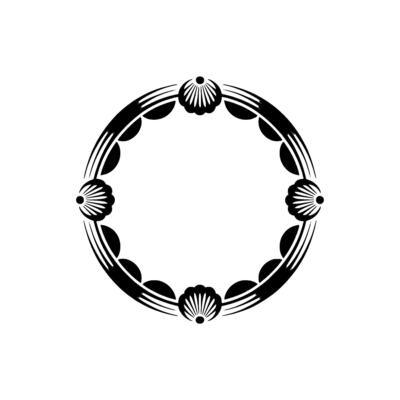 Elegant Circular Ornament, Stylized Black White