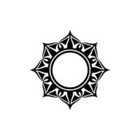 Geometric Sunburst Emblem, Intricate Black vector