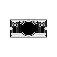 Art Deco Frame, Geometric Ornament, Black White, Elegant vector