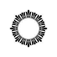 Stylized Radial Floral Frame, Minimalist vector