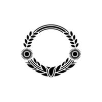 Circular Emblem, Sun Laurel, Vintage , Minimalist vector