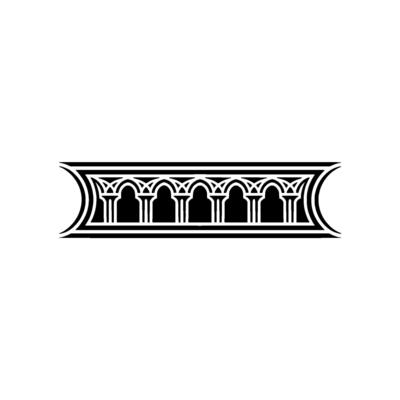 Gothic Arch Ornament, Detailed Black and White Border
