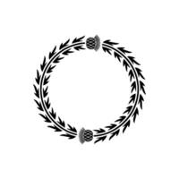 Elegant Laurel Wreath with Thistle Accents Minimalist vector