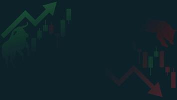financial business background with Bull and bear market trends illustrated through candlestick charts. Suitable for financial presentations, investment reports, and market analysis articles. vector