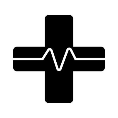 medical cross with cardiogram line style icon design, illustration