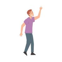 Smiling Man Giving High Five, Meeting, Agreement or Joy Expression Concept Cartoon Style Illustratio vector