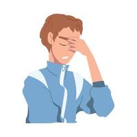 Embarrassed Young Man, Regretful Person Character Sorry and Apologizing Cartoon Style Illustration vector