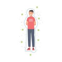 Healthy Guy Protected from Bacterias, Viruses and Germs, Strong Immune System Concept Cartoon Style Illustration vector