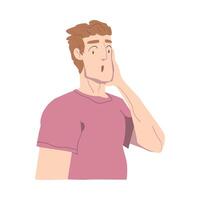 Surprised Guy, Person with Shocked Face Expression Cartoon Style Illustration vector