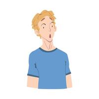 Surprised Guy, Young Man with Shocked Face Expression Cartoon Style Illustration vector