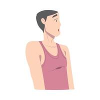 Surprised Guy Dressed in Sleeveless Tank Top, Young Man with Shocked Face Expression Cartoon Style Illustration vector