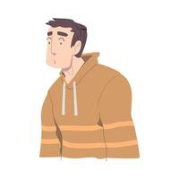 Surprised and Shocked Young Man, Guy with Frightened Face Expression Cartoon Style Illustration vector