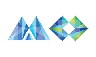 Abstract Geometric Shapes Collection, Faceted Crystal Gems of Polygonal Shape Web Design Elements Illustration vector
