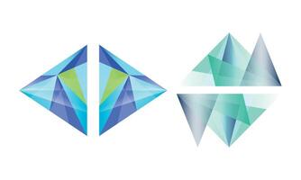Geometric Shapes Set, Faceted Crystal Triangular Gems Web Design Illustration vector