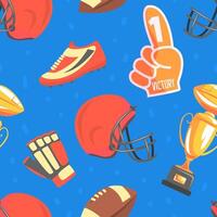 American Football Seamless Pattern, Sport Game Equipment Textile, Wallpaper, Wrapping Paper Design Cartoon Illustration vector