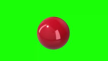 3d red ball bouncing on green background video