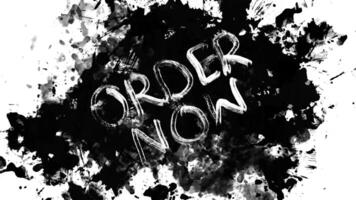 order now text with splash video